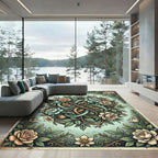 Elegant Floral Celtic Knot Sage Rug