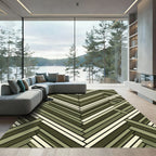 Olive Green Herringbone Geometric Weave Rug