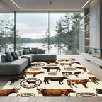 Vintage Farmhouse Cream Brown Cattle Rug