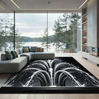 Artistic Water Splash Fountain Monochrome Rug