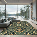 Rich Emerald Floral Acanthus Scroll Rug
