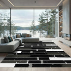Modern Monochrome Minimalist Horizontal Stripe Rug