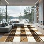 Brown and Cream Plaid Checkered Rug