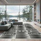 Bold Black Eye Tribal Stripe Rug