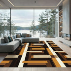 Warm Earth Tones Geometric Overlay Rug