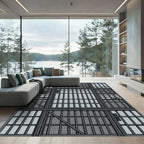 Industrial Steel Grate Geometric Rug