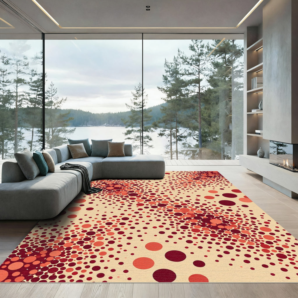 Crimson Scattered Dot Gradient Rug