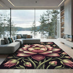 Pink Lotus Bloom Garden Illustration Rug