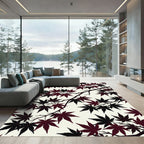 Dark Crimson Japanese Maple Branch Illustration Rug