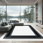 Black Elegant Beveled Edge Frame Rug