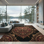 Rich Gold Red Medallion Filigree Rug