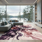 Elegant Plum Watercolor Floral Art Rug