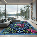 Ornate Floral Vine Embossed Rug