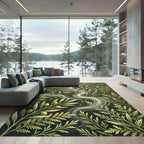 Earthy Sage Botanical Olive Branch Illustration Rug