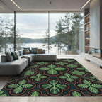 Gothic Fern Leaf Emerald Quatrefoil Rug