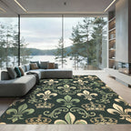 Regal Green Fleur-de-lis Royal Crown Wallpaper Rug