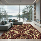 Regal Burgundy Floral Acanthus Scroll Rug