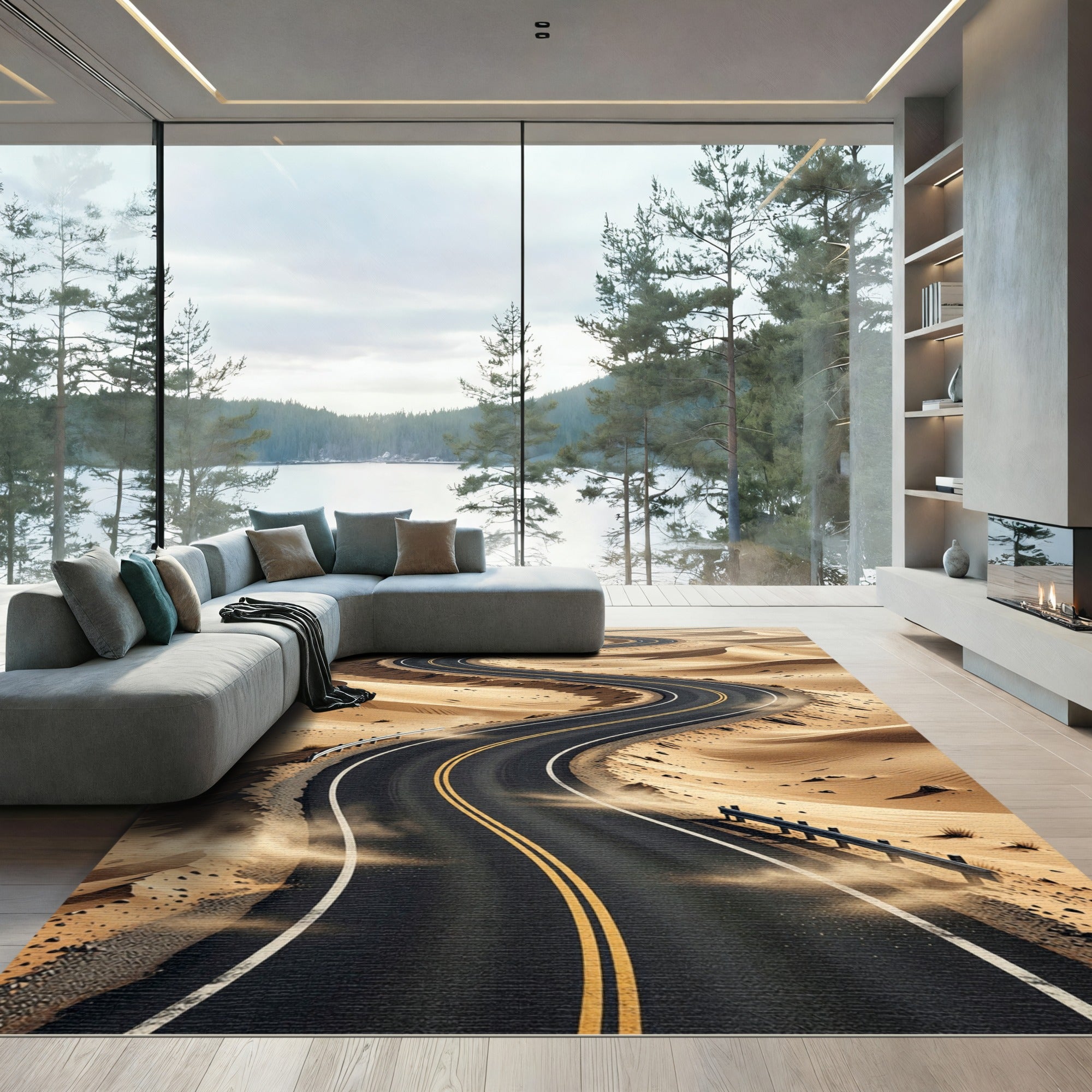 Desert Winding Road Golden Dunes Rug