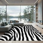 Bold Monochrome Zebra Lines Area Rug