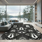 Monochromatic Arched Keyhole Floral Lattice Rug