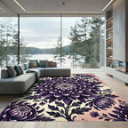 Dark Violet Chrysanthemum Botanical Floral Rug