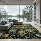 Ornate Gold Folio Medallion Verdant Scroll Rug
