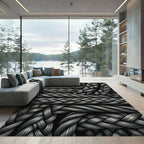 Charcoal Braid Texture Over Black Rug