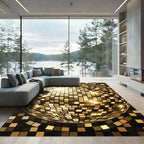 Golden Metallic Disco Mirror Sphere Rug