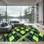 Electric Lime Argyle Geometric Grid Rug