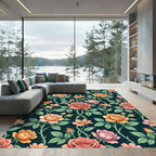 Vintage Vibrant Rose Garden Botanical Rug