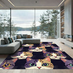 Whimsical Colorful Cat Face Medley Rug