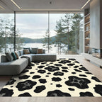 Abstract Black Spotted Animal Ivory Rug