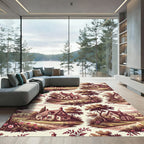 English Countryside Floral Cottage Scene Rug