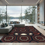 Tribal Crimson Hexagon Elephant Foot Rug