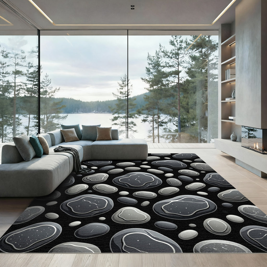 Gray Smooth Pebble Scatter Rug