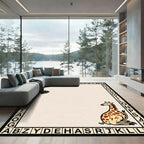 Playful Giraffe Alphabet Border Rug