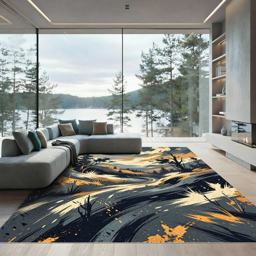 Abstract Brush Stroke Landscape Rug