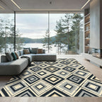 Sophisticated Monochrome Geometric Diamond Rug