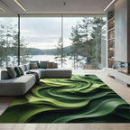 Abstract Swirling Green Wave Rug