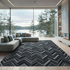 Monochromatic Gray Herringbone Chevron Rug