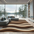 Earthy Tones Wavy Stripe Composition Rug