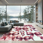 Watercolor Pink Ribbon Bow Composition Rug
