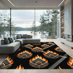 Fiery Diamond Stairway Geometric Rug