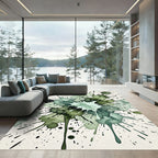 Sage Green Ethereal Watercolor Ink Splash Rug