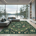 Emerald Rose Floral Medallion Arrangement Rug