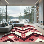 Crimson Hearts Chevron Pattern Rug
