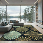 Art Deco Gold Teal Sunburst Rug
