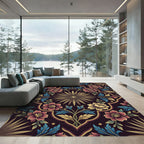 Elegant Floral Medallion with Golden Palm Rug