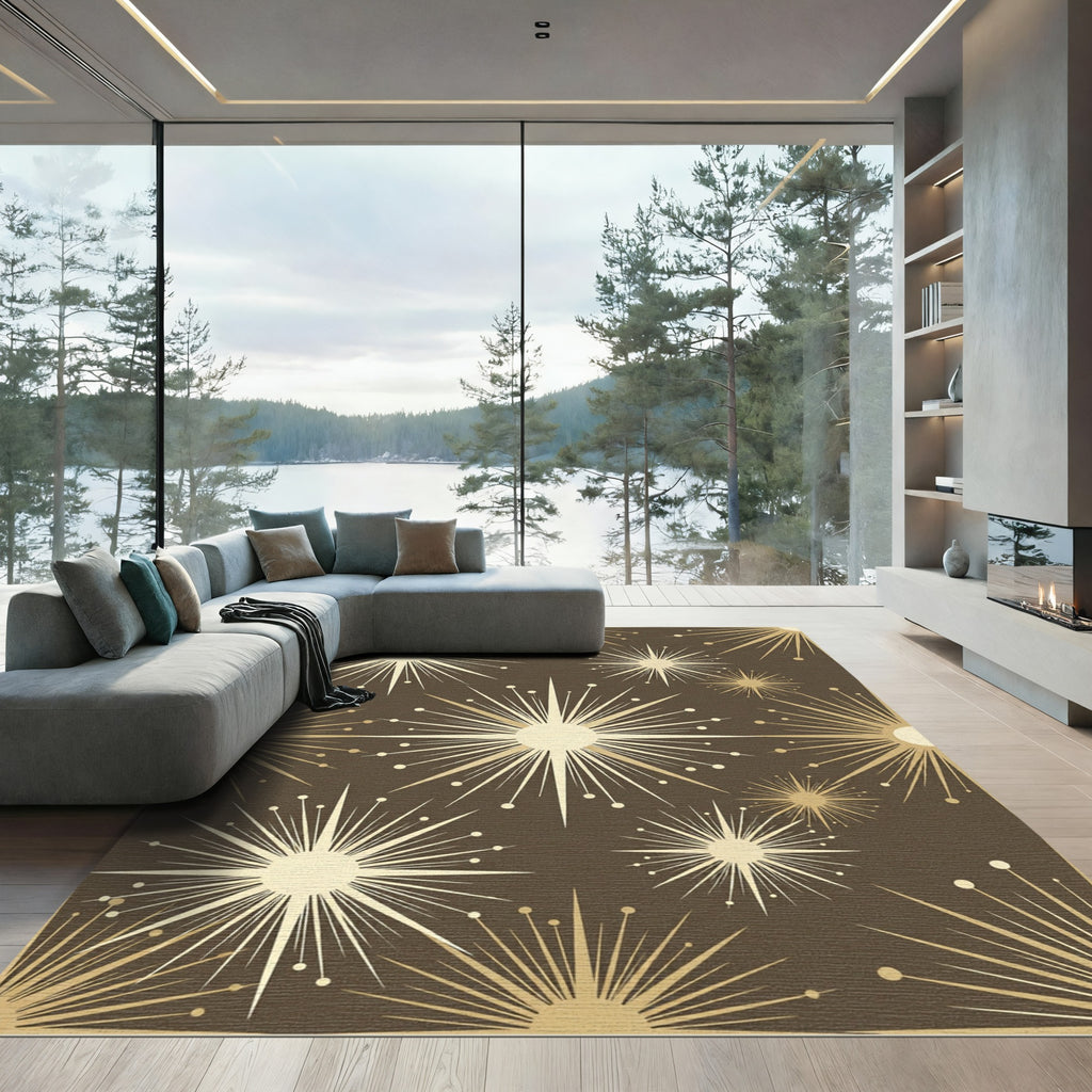 Golden Starburst Abstract Radiance Rug