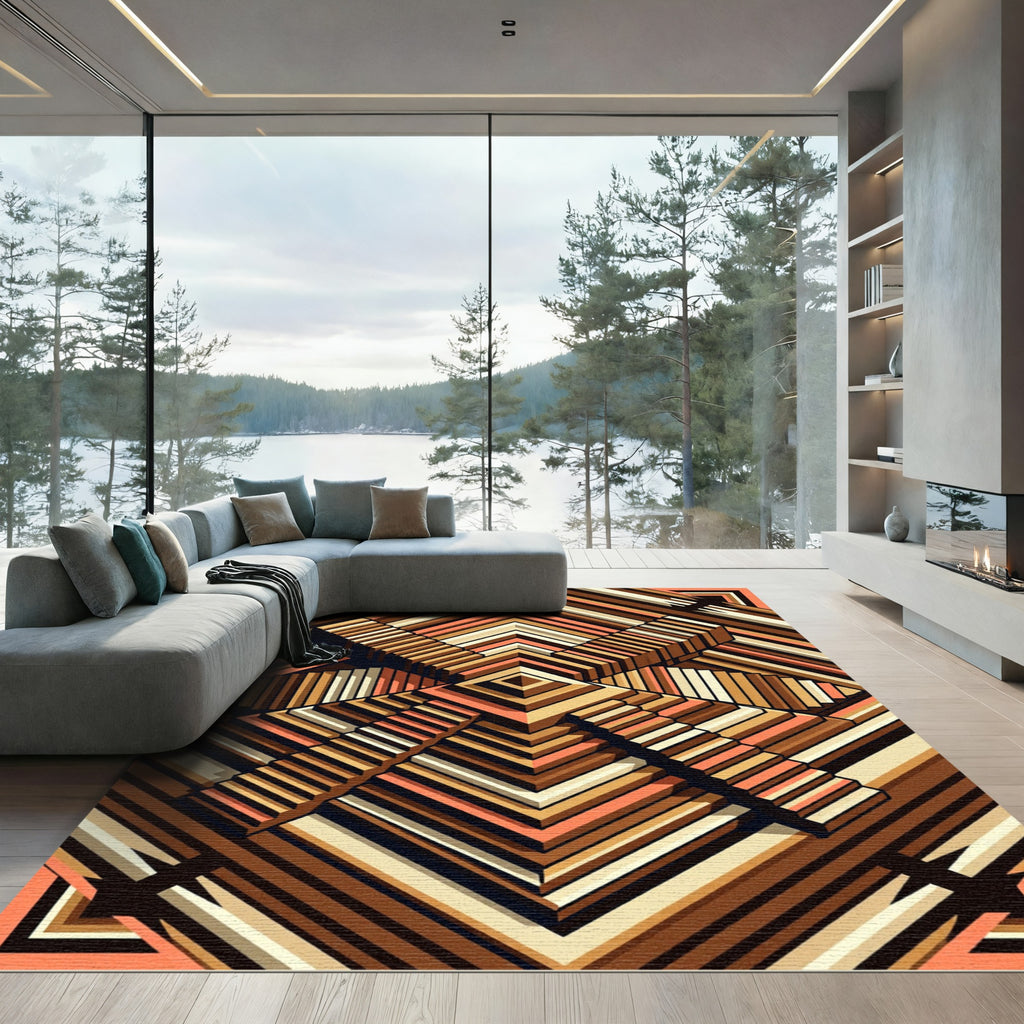 Modern Geometric Staircase Illusion Rug